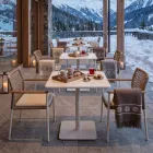 Masă pătrată 80x80 cm în aer liber din aluminiu bej - Alfresco Viadurini