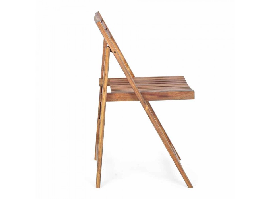 Masă pătrată în aer liber din lemn de salcâm cu 4 scaune pliante - salvie Viadurini