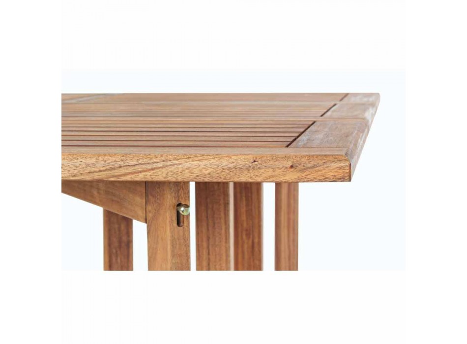 Masă pătrată în aer liber din lemn de salcâm cu 4 scaune pliante - salvie Viadurini