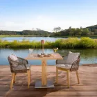 Masa Patrata de Exterior din Teak si Metal - Marie Viadurini