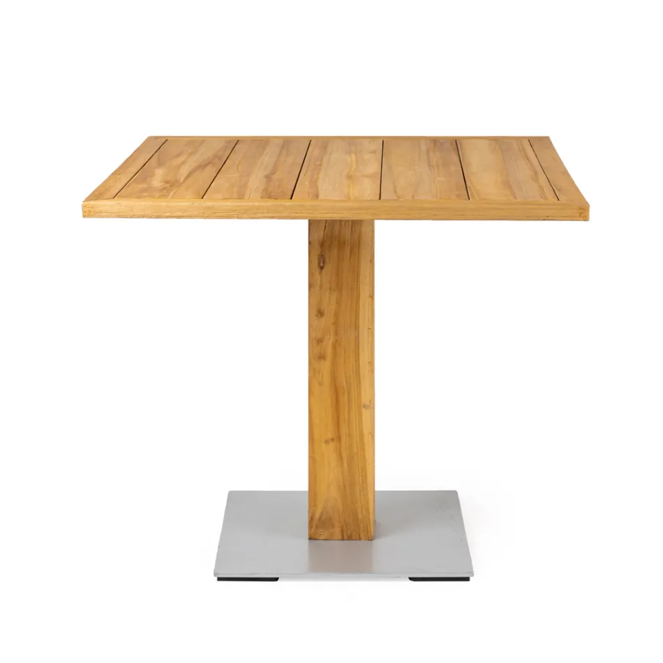 Masa Patrata de Exterior din Teak si Metal - Marie Viadurini