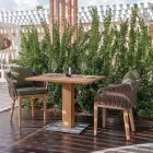 Masa Patrata de Exterior din Teak si Metal - Marie Viadurini