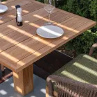 Masa Patrata de Exterior din Teak si Metal - Marie Viadurini