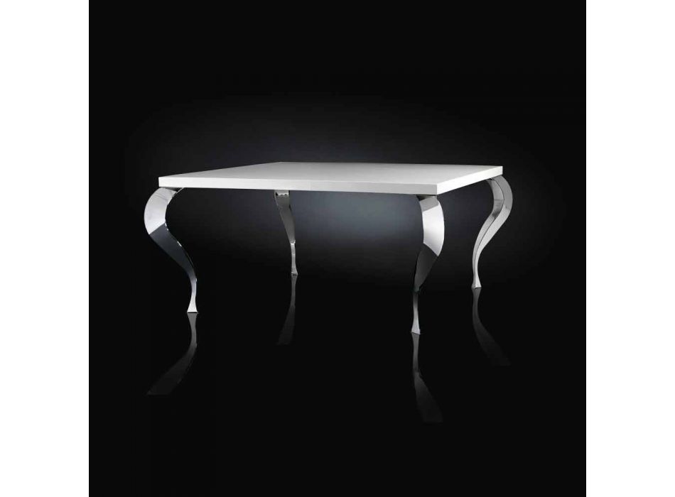 Design de masă fixă ​​pătrată MDF și Luigi oțel cromat Viadurini