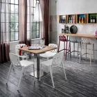 Masa patrata din metal HPL din otel inoxidabil satinat Made in Italy - Lentila Viadurini