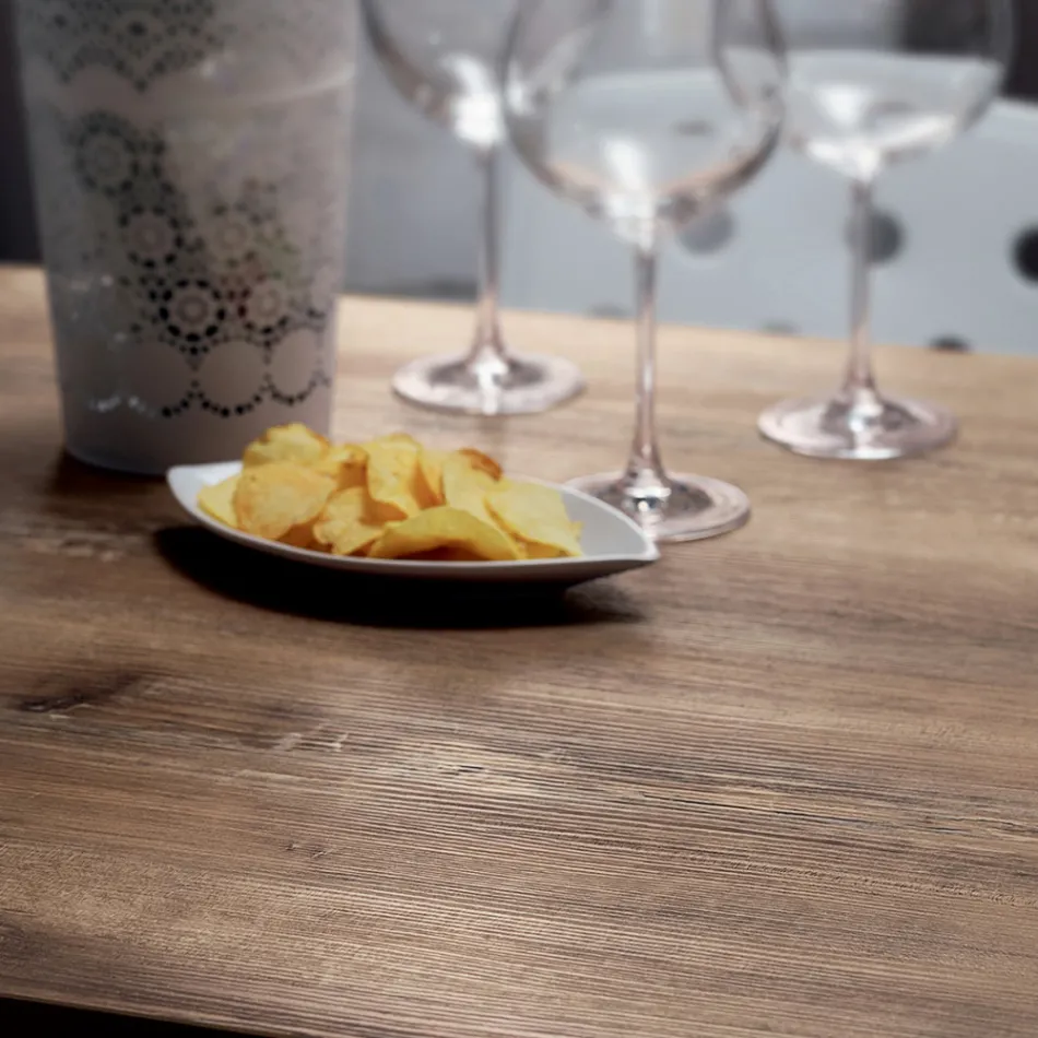 Masa patrata din metal HPL din otel inoxidabil satinat Made in Italy - Lentila Viadurini