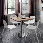 Masa patrata din metal HPL din otel inoxidabil satinat Made in Italy - Lentila Viadurini