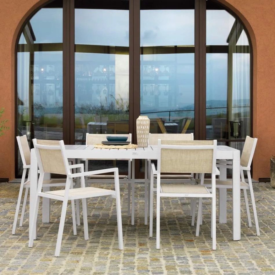 Masă dreptunghiulară extensibilă până la 240 cm pentru utilizare în aer liber din aluminiu - Sheet Viadurini