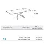 Masă dreptunghiulară extensibilă până la 240 sau 280 cm din HPL și metal - Present Viadurini