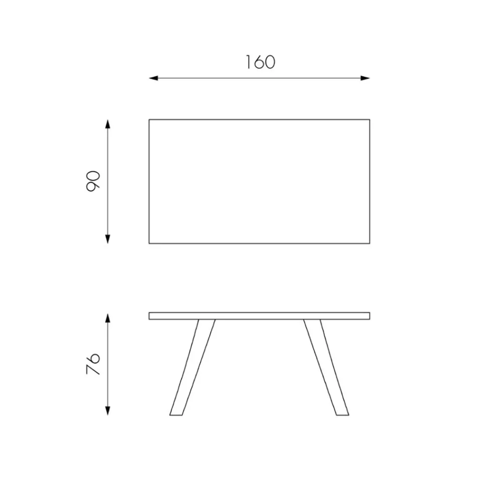 Masa dreptunghiulara cu blat din furnir de stejar si baza din aluminiu - Logan Viadurini