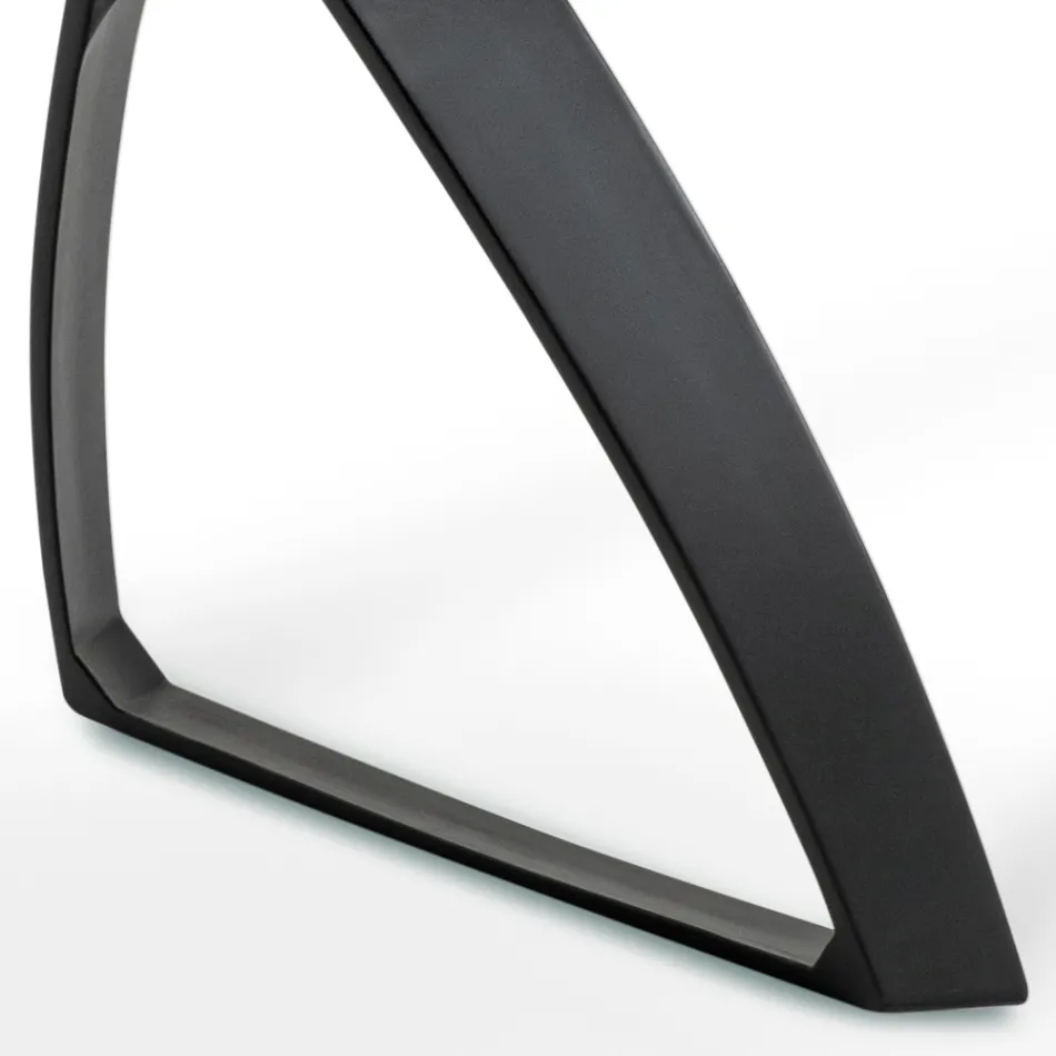 Masa dreptunghiulara cu blat din furnir de stejar si baza din aluminiu - Logan Viadurini