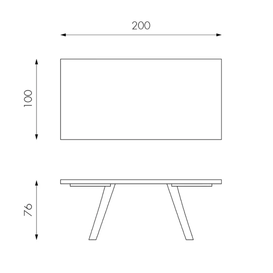 Masa dreptunghiulara cu blat din furnir de stejar si baza din aluminiu - Logan Viadurini