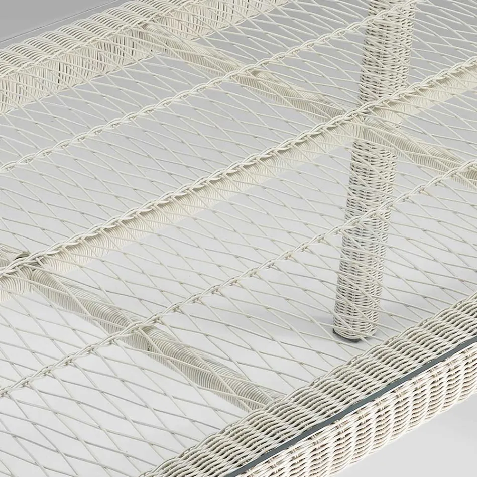 Masa de exterior dreptunghiulara din Polyrattan si sticla - Gigi Viadurini