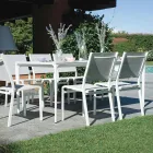 Masă de grădină dreptunghiulară din aluminiu și gresie - Lunara Viadurini