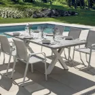 Masă de grădină dreptunghiulară din aluminiu și rășină gri - Nuvia Viadurini