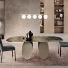 Masă dreptunghiulară din sticlă ciocănită - spate argintiu, fabricată în Italia - Almo Viadurini