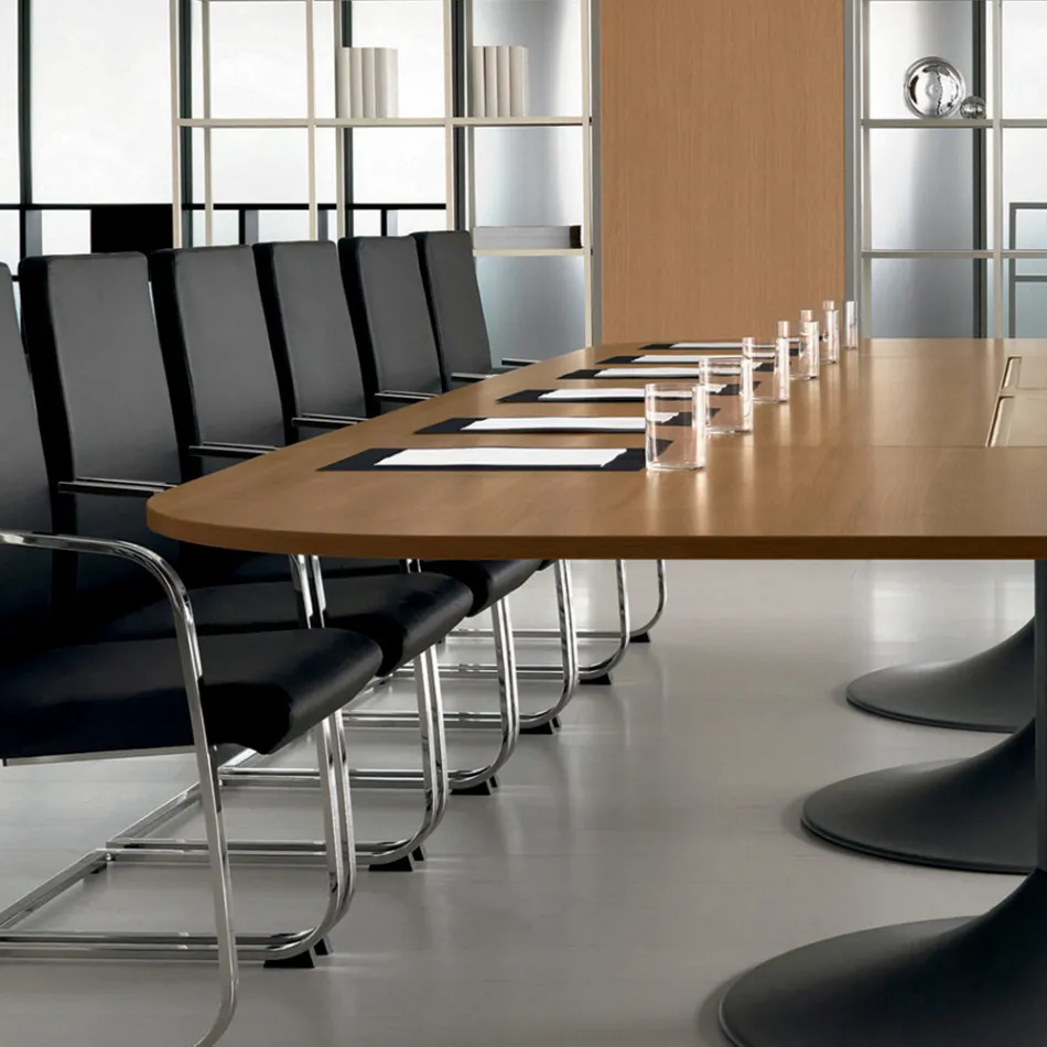 Masa de intalnire din melamina de nuc naturala formata - Gaelle Viadurini