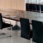 Masa de intalnire din melaminata in forma de stejar inchis - Gaelle Viadurini