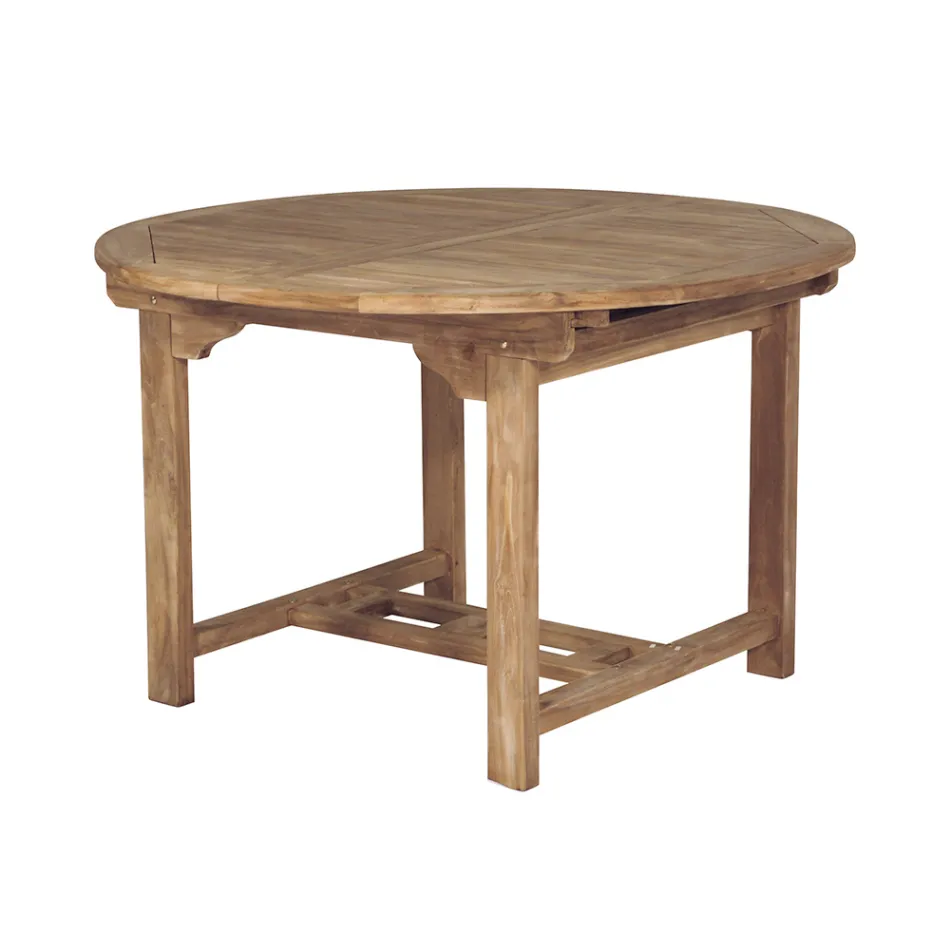 Masa Rotunda Exterioara Extensibila pana la 170 cm Din Teak - Armonia Viadurini
