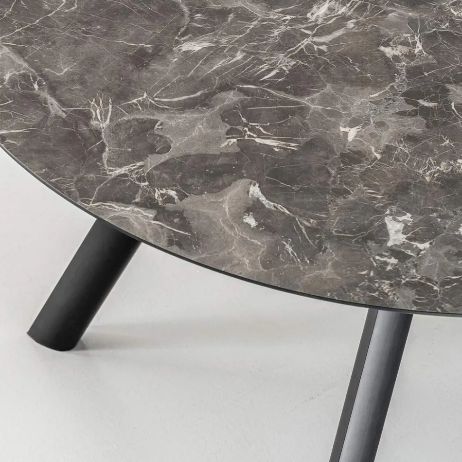 Masă rotundă extensibilă până la 170 cm din HPL stratificat - Convivio Viadurini