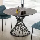Masă rotundă extensibilă până la 170 cm din metal și HPL - Sorriso Viadurini