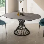 Masă rotundă extensibilă până la 170 cm din metal și HPL - Sorriso Viadurini