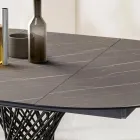 Masă rotundă extensibilă până la 170 cm din metal și HPL - Sorriso Viadurini