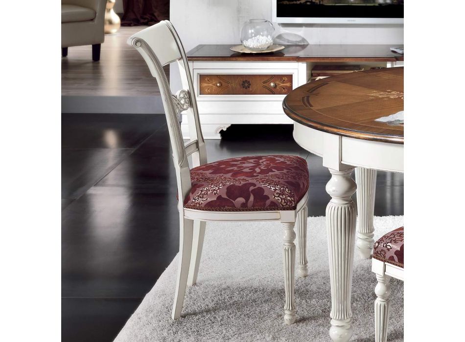 Masa rotunda extensibila cu incrustatie si 4 scaune Made in Italy - Alite Viadurini