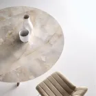 Masă rotundă extensibilă din piatră sinterizată cu efect de marmură - Portico Viadurini