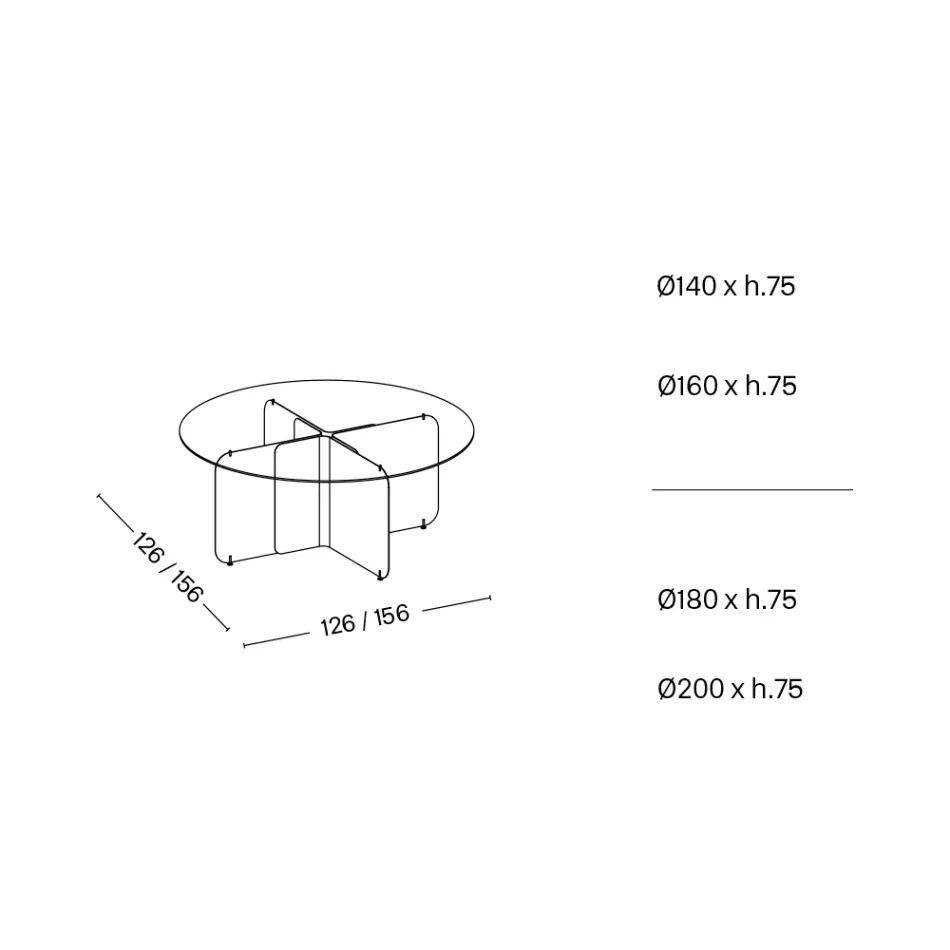 Masa rotunda cu blat din sticla extraclara si baza sampanie - Piacere Viadurini