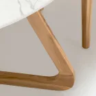 Masa rotunda de exterior din ceramica Calacatta Oro Made in Italy - Pegaso Viadurini