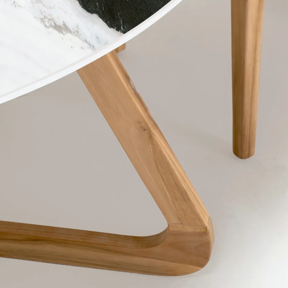 Masa rotunda de exterior din ceramica Panda White Made in Italy - Pegaso Viadurini