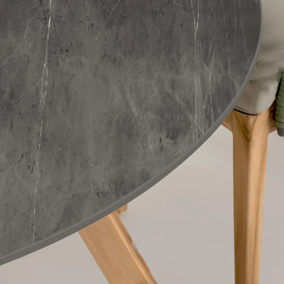 Masa rotunda de exterior din ceramica de piatra gri Made in Italy - Pegaso Viadurini