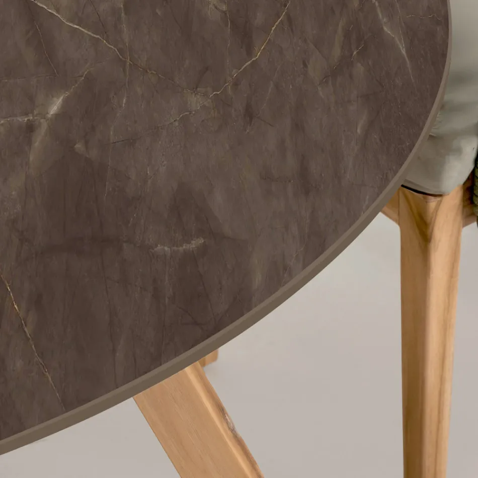 Masa rotunda de exterior din ceramica maro Pulpis Fabricata in Italia - Pegaso Viadurini