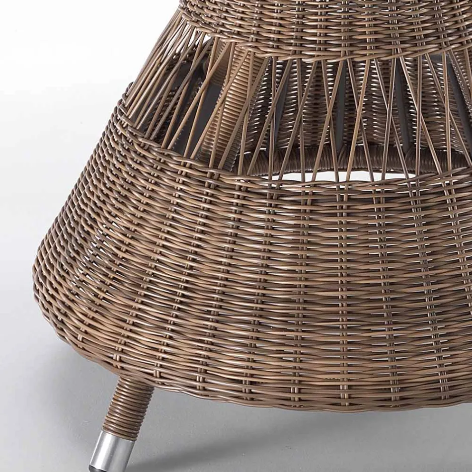 Masa rotunda de exterior din Polyrattan cu blat din sticla - Gigi Viadurini