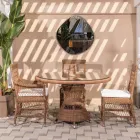 Masa rotunda de exterior din Polyrattan cu blat din sticla - Gigi Viadurini