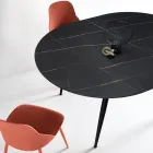 Masă rotundă cu șase locuri, blat din MDF și bază metalică - Croma Viadurini