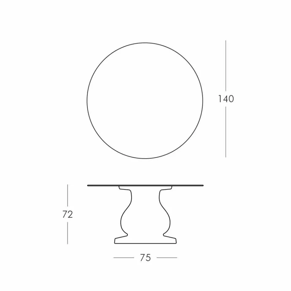 Masă rotundă cu design clasic, vârf Ø140 și HPL - secolul al XIX-lea de Slide Viadurini