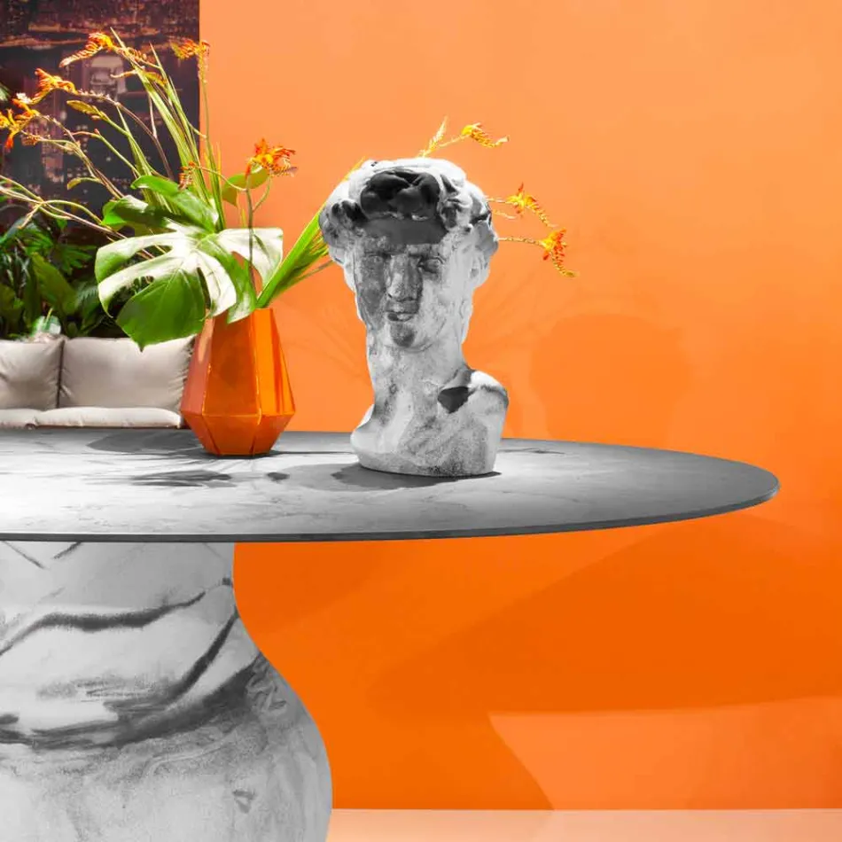 Masă rotundă cu design clasic, vârf Ø140 și HPL - secolul al XIX-lea de Slide Viadurini