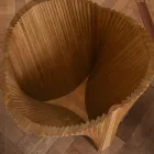 Masă rotundă de design din sticlă și frasin uleiat Made in Italy - Madame Viadurini