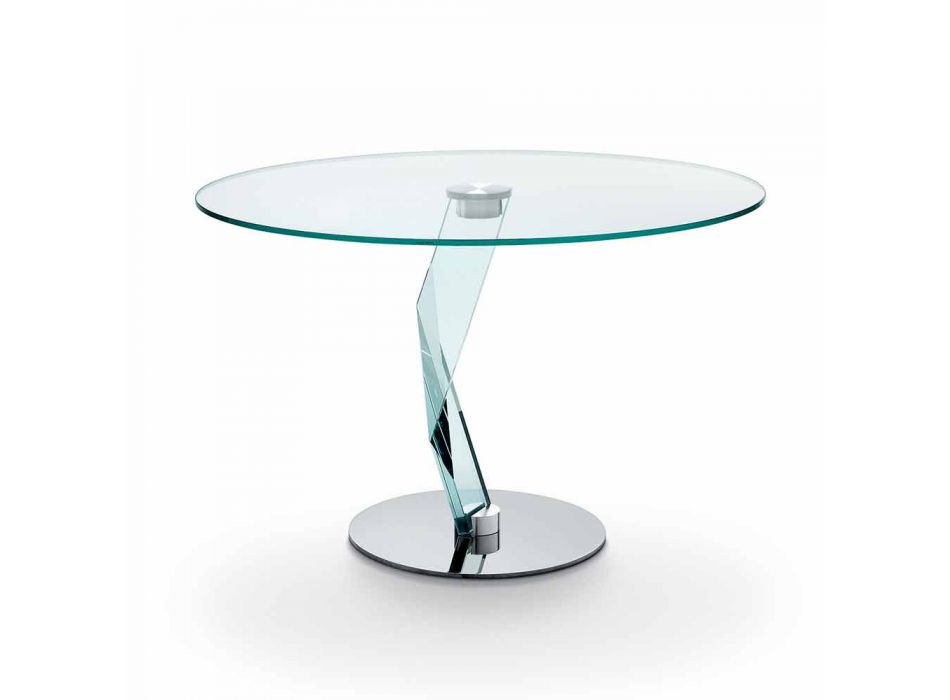 Masă rotundă de design modern din sticlă extra-transparentă realizată în Italia - Akka Viadurini