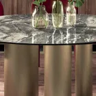 Masa Rotunda Fixa cu Blat Ceramic Made in Italy - Foarfece Viadurini