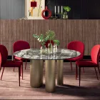 Masa Rotunda Fixa cu Blat Ceramic Made in Italy - Foarfece Viadurini