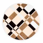 modeno Masa rotunda cu blat de sticla si lemn incrustatii Ozzy Viadurini