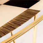 modeno Masa rotunda cu blat de sticla si lemn incrustatii Ozzy Viadurini