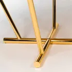 modeno Masa rotunda cu blat de sticla si lemn incrustatii Ozzy Viadurini