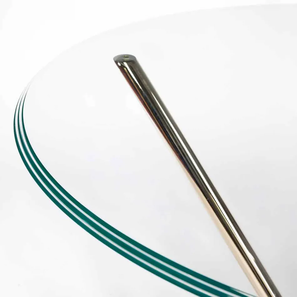 masă rotundă modernă, cu partea de sus de sticlă și de bază de marmură Adele Viadurini