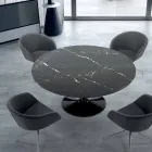 Masa rotunda moderna din marmura de Carrara si Marquinia Made in Italy – Dolari Viadurini