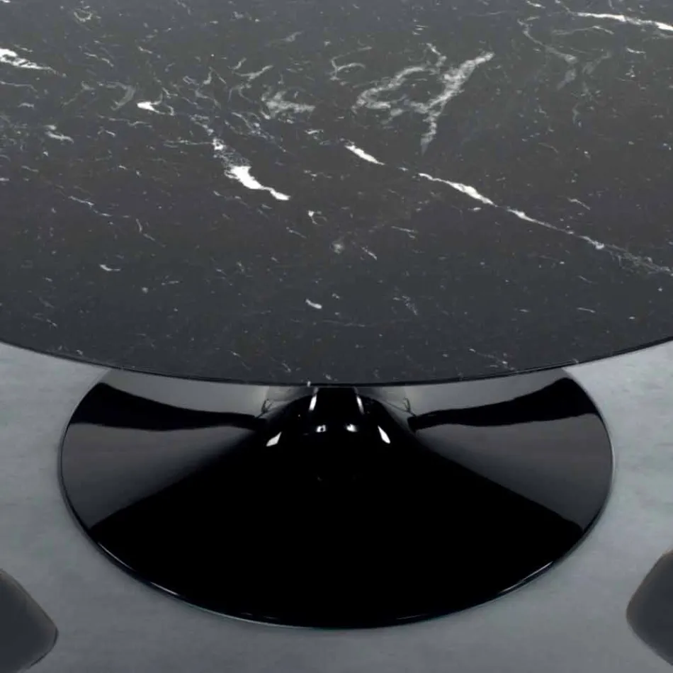 Masa rotunda moderna din marmura de Carrara si Marquinia Made in Italy – Dolari Viadurini