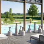 Masă rotundă din polietilenă Slide Hoplà (H110) hpl de top fabricată în Italia Viadurini